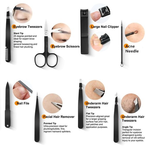 Tweezers Set,Precision Tweezers for Eyeborw Facial Hair Ingrown Hair Splinter Removal,Tweezers and Nail Clippers Set,Travel Nail Clippers Kit with Tweezer,Grooming Kit,Stocking Stuffing Gifts