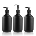 BOSMOIW 3 Pieces 500ML/17OZ Black Matte PET Soap Dispenser,Plastic Shampoo Pump Bottle,Empty Hand Soap Containers,Bathroom Countertop Pump Dispensers for Shampoo,Conditioner,Shower Gel,Massage Oil