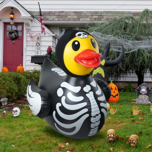 Halloween Skeleton Duck Inflatable Yard Decor - 4.6ft Giant Blow-up Pool Float - Bone Duck Variation