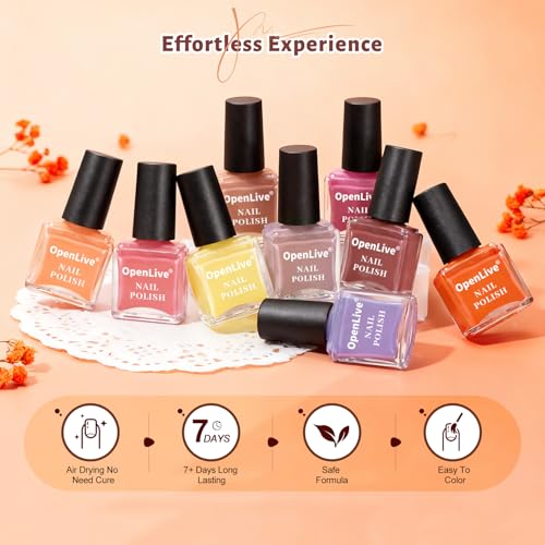OpenLive Autumn Maple Leaf Nail Polish Set - 12 Vibrant Colors, 5ML