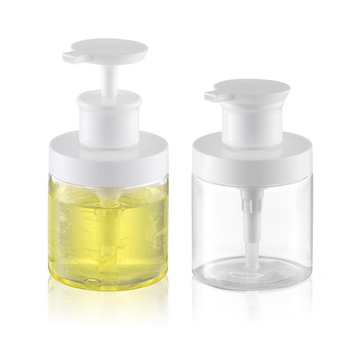Lulupack Pump Bottle Dispenser for Soap - 8 oz Plastic Empty Container for Shampoo and Conditioner - Refillable Lotion Jar for Shower and Hand Soap - Wide Mouth Wash Bottle for Bathroom 250ml Clear