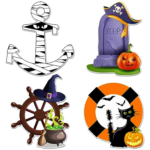 Halloween Cruise Door Magnets Set - Pumpkin Design, 4 Pcs