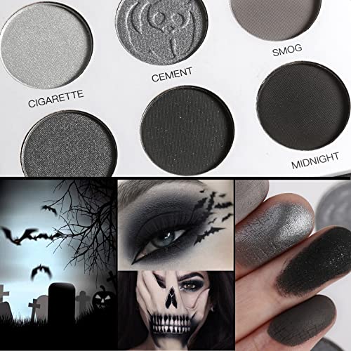 Goth Eyeshadow Palette Grey Black White Silver - Blendable Smokey Eye Makeup