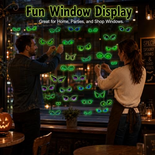 Glow in The Dark Halloween Decorations with Creepy Eye Stickers Set