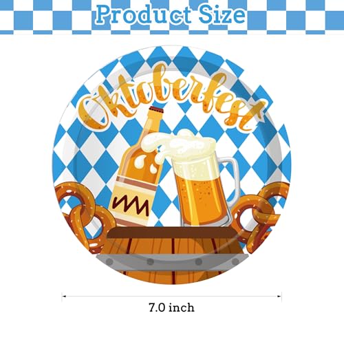Oktoberfest Paper Plate Set - Blue & White Beer Theme Disposable Party Plates
