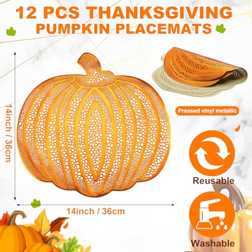 Thanksgiving Pumpkin Placemats Vinyl Metallic Bronze - Set of 12