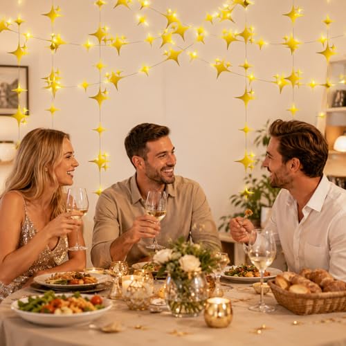 40ft Gold Star Bunting Banner - Pre-String Star Hanging Decoration