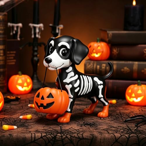 Ghost Dog Halloween Figurine - Cute Resin Spooky Tabletop Decor