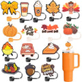 15PCS Fall Silicone Straw Covers for Stanley Cups 30&40 Oz Reusable Halloween Gifts