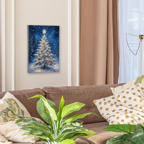 Christmas Tree Wall Art Canvas Painting 11x14 Framed Holiday Decor Variation of Tree 2