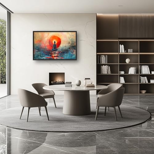 Buddha Wall Art Canvas Print - Large Abstract Zen Meditation Artwork for Living Room & Bedroom - 36 x 24 Inches - Variation of Buddha / 36"L x 24"W
