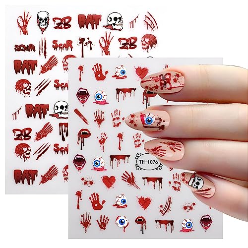 Halloween Glow in The Dark Nail Art Stickers Set - 12 Sheets, Spooky Patterns for DIY Manicure
