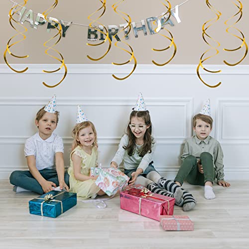 Gold Hanging Swirl Decorations - 30 Pieces Party Streamers & Vortex Swirls