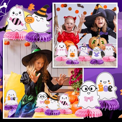 Halloween Ghost Honeycomb Centerpieces - 9 Pack Spooky Table Decor