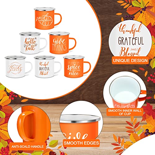 12 pcs Fall Enamel Coffee Mugs Set - Thanksgiving Pumpkin Spice Camping Cups