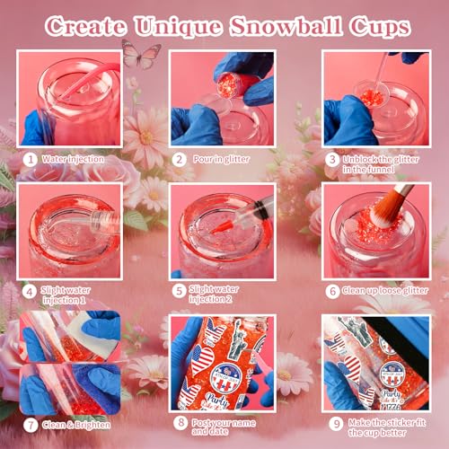 122-Piece Snow Globe Tumbler DIY Kit - 16oz Double Wall Cups, Glitter & Stickers