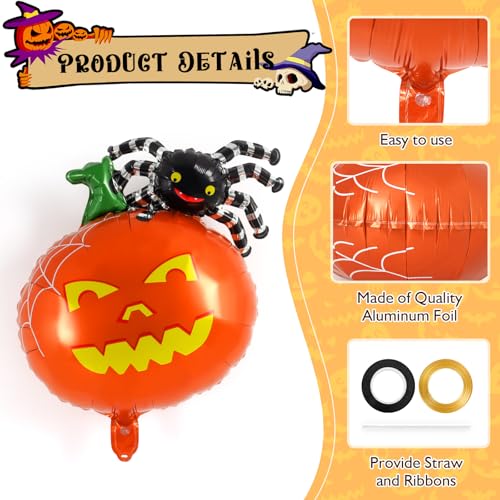 Halloween Foil Balloon Set - Ghost Pumpkin Witch Bat Monster 10 Pcs Party Decorations