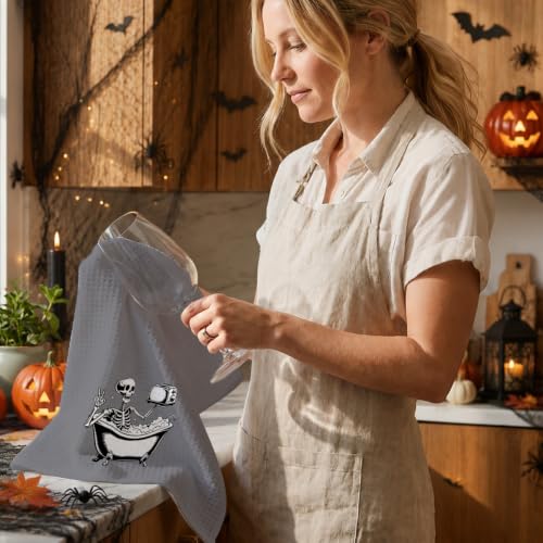 Jztco 3 Pcs Funny Skeleton Hand Towels - Skull Halloween Kitchen Dishcloths - Multi 1445