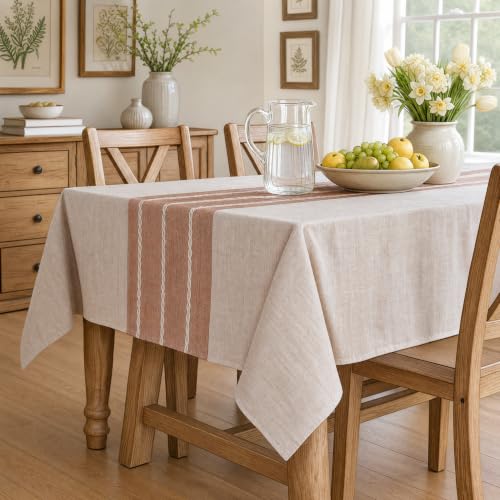 Caramel Rustic Burlap Tablecloth 60x84 Inch Rectangular - Horaldaily