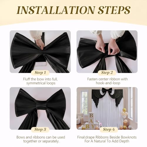Black Satin Large Bow Decor - 24x16 Inches Wall Door Party Backdrop Variation of THIS listing