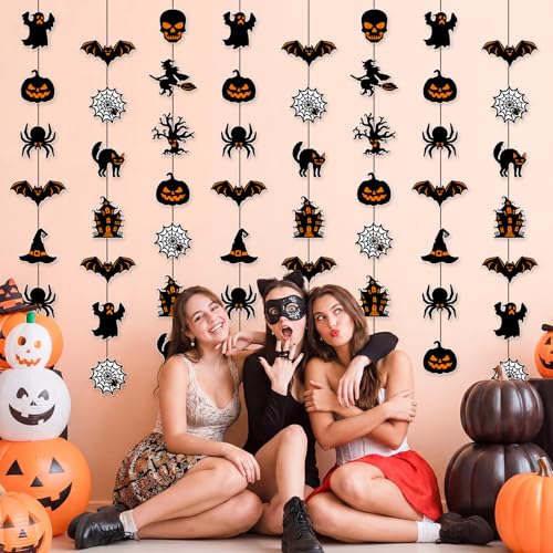 Halloween Party Hanging Decorations - Witch Ghost Paper Garland - 9 Pcs