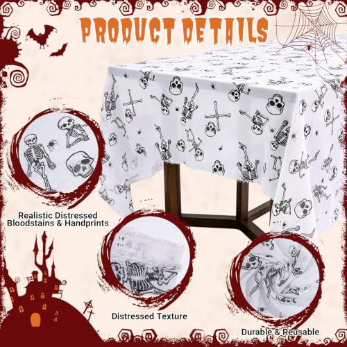 Skeleton Tablecloth Halloween Decorations - 85x108in Skull Cover - Variation of Skeleton Listing
