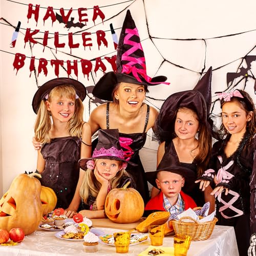 Halloween Birthday Banner Horror Movie Decorations - Scary Party Decor