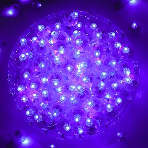 Mini Purple LED Balloon Lights 50PCS Waterproof Battery-Powered Decor