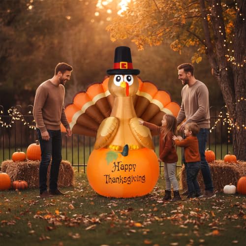 Turkey Inflatable Outdoor Decoration with LED Lights - 4.92 ft, Thanksgiving Yard Decor - Variation: Turkey