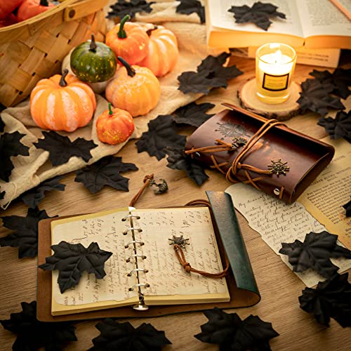 Black Artificial Maple Leaves Bulk 500pcs Halloween Faux Leaves for Decor & Crafts - 8cm