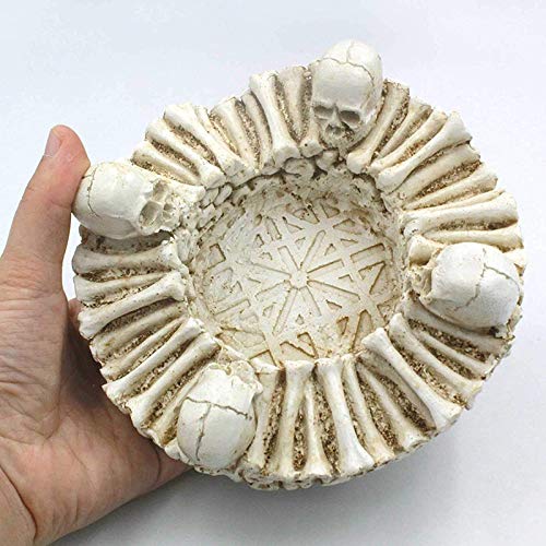 Gothic Skull Ashtray Black Windproof Resin 5.9 x 2.3 Inches Home Decor