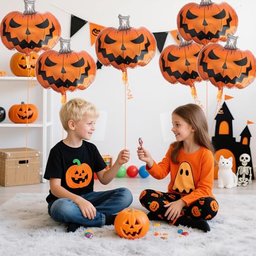 Halloween Pumpkin Balloons - Orange Foil Balloon Kit for Parties & Decorations - 25 Inch, Variation: Orange Pumpkin