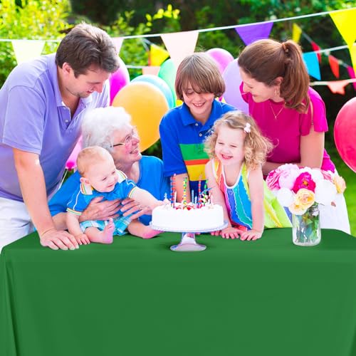 Green Rectangular Tablecloth 60 x 126 Inch 6 Pack Polyester Washable Party Cover