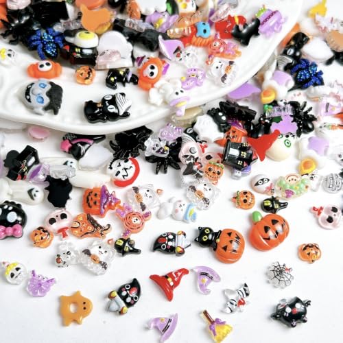 Halloween Ghost Pumpkin Nail Charms Set – Pumpkin Variation, 150 Pcs Nail Art Decorations