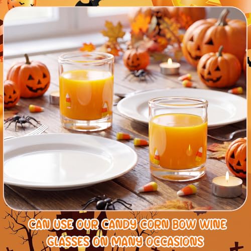 Halloween Candy Corn Juice Glasses Set of 2 - Cute Holiday Drinking Cups