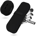 BSJIASHIWEI Silicone Makeup Brush Holder Travel Case No Odor Nylon Strap Closure | Water-Resistant Brush Organizer for Travel Makeup Brushes Storage-Black