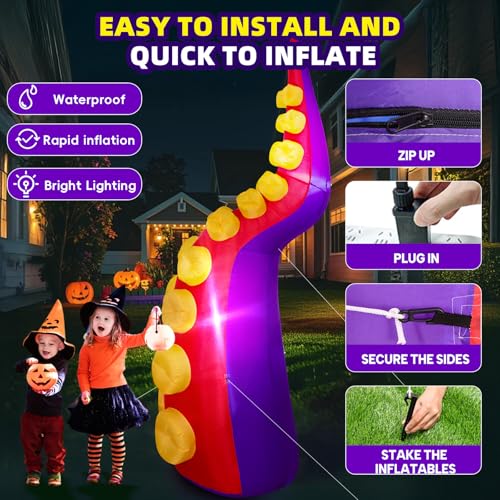 Halloween Inflatable Octopus Tentacles Decoration with LED Lights - Tentacles - C