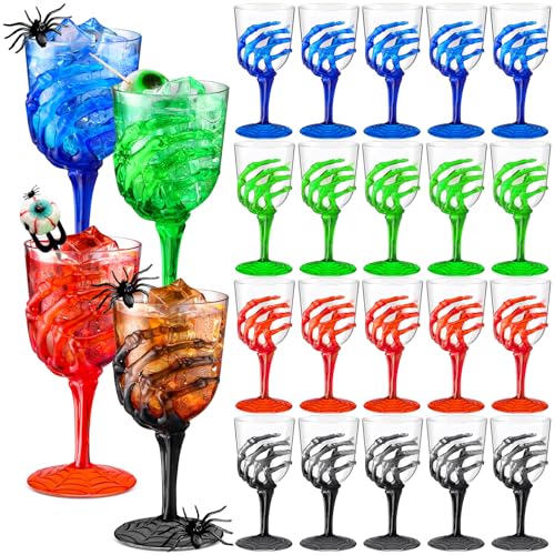 Halloween Skeleton Hand Goblets - 24 Plastic Cups for Parties & Decorations