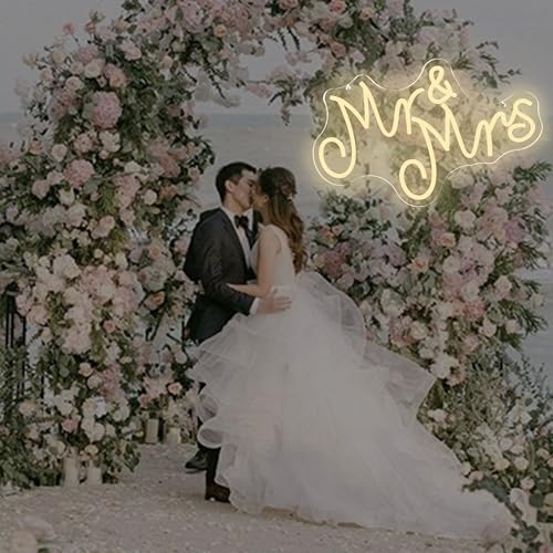 Mr & Mrs Neon Sign for Wedding Decoration - White Variation