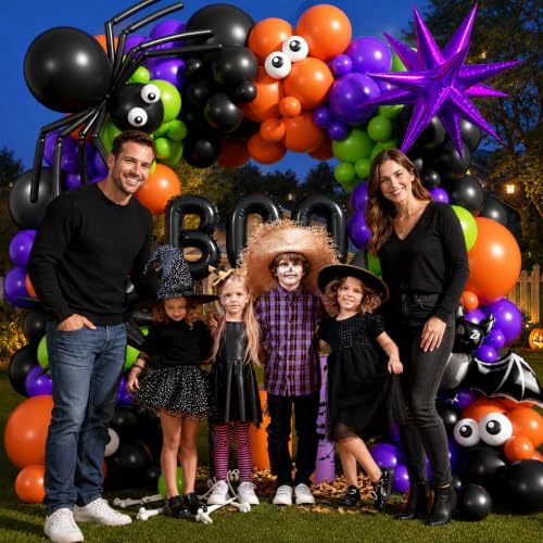 Halloween Balloon Arch Kit with Orange, Black, Purple & Green Balloons