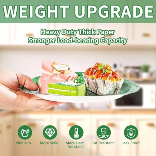 Heavy Duty Green, Black & Light Green Paper Plates 9 Inch - 60 Pack - Variation: Black Green Light Green Solid Color