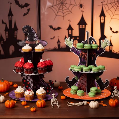 Halloween Witch Broom Cupcake Stand - 3 Tiers, Party Decoration, Witch Theme (Variation: Witch Broom)
