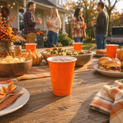 Orange Disposable Plastic Cups - 200 Count 12oz Bulk Party Drinkware - Variation of THIS listing