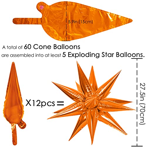 Orange Star Balloons 60 Pcs Explosion Party Decorations for Halloween & Celebrations