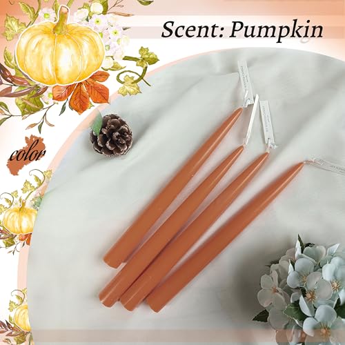 Pumpkin Scented Taper Candles - Orange 10 Inch Long Candlesticks, 4PCS - Fall Decor