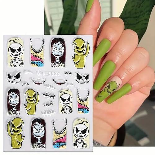 Halloween Nail Art Stickers Decals 6Pcs Self-Adhesive Ghost Spider Web Designs - Variation 17