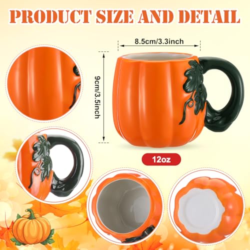 Fall Pumpkin Shaped Coffee Mugs Set - Halloween Thanksgiving Drinkware