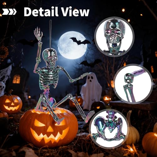 Halloween Skeleton Decorations - Oil Slick Style, 16 Inch, 6 Pack