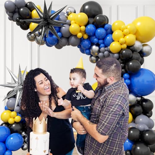 Balloon Arch Kit with Blue, Yellow, Gray, Silver & Black Balloons for Parties