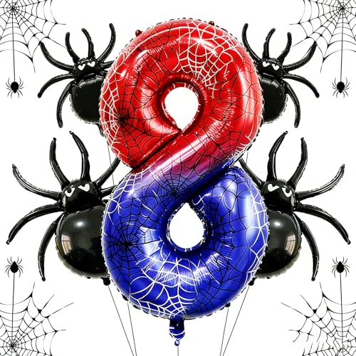 Spider 8th Birthday Balloon Decorations - Number 8 Friends Party Arch Kit - Variation 8